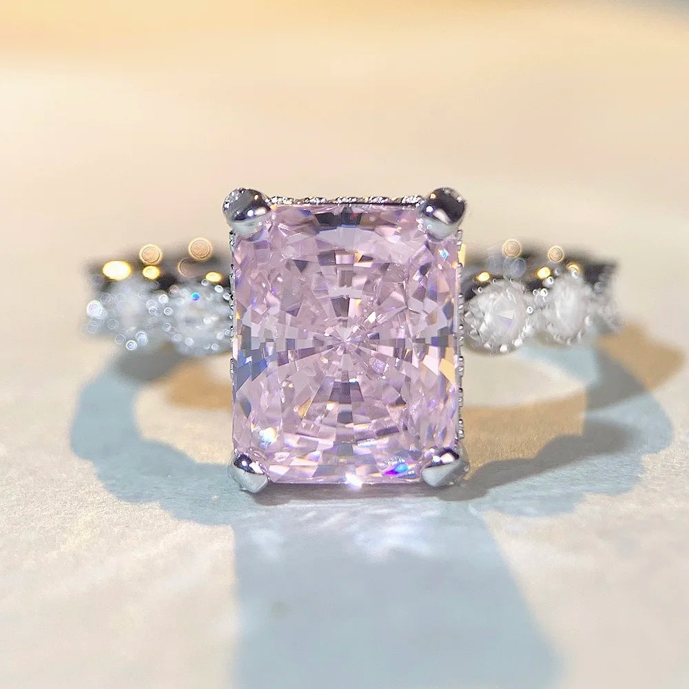 Fashion Fine Jewelry Diamond Custom CZ 5A Cubic Zirconia Radiant Cut Silver 925 Sterling Wedding Engagement Couple Ring