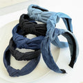 Personalize Western Middle Knotted Hair Hoop OEM/ODM Denim Fabric Wide Brim Hair Bands Customizable Fabric  Headbands for Women