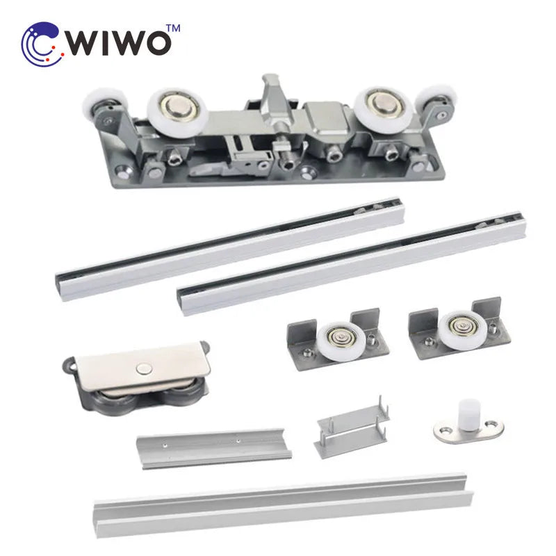 Wall Mounted Modern Zinc Alloy Concealed Sliding Door Hardware Kit Soft Closing for Apartment Wooden/Glass/Aluminium Doors 80kg