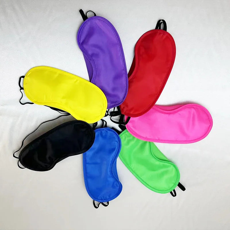 Lightweight Multicolor Polyester Airline Sleep Mask Comfortable Soft Eyeshade Cover Without Nose Pad Elastic Strap Knit Technics