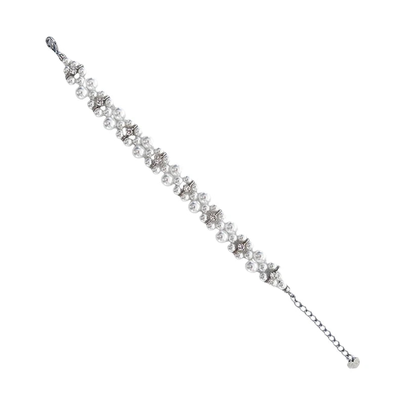 2024 Latest Design Adjustable Handwoven Freshwater Pearl Bracelet Trendy Beaded Imitation Pearl String Jewelry Geometric Gift