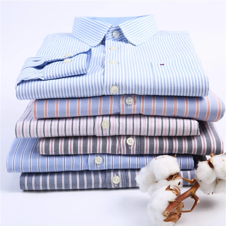 Button-down Men's Shirt Autumn/Winter 60 Cotton Men's Long Sleeve Fashion Shirt Top Oxford Woven Coat Shirt