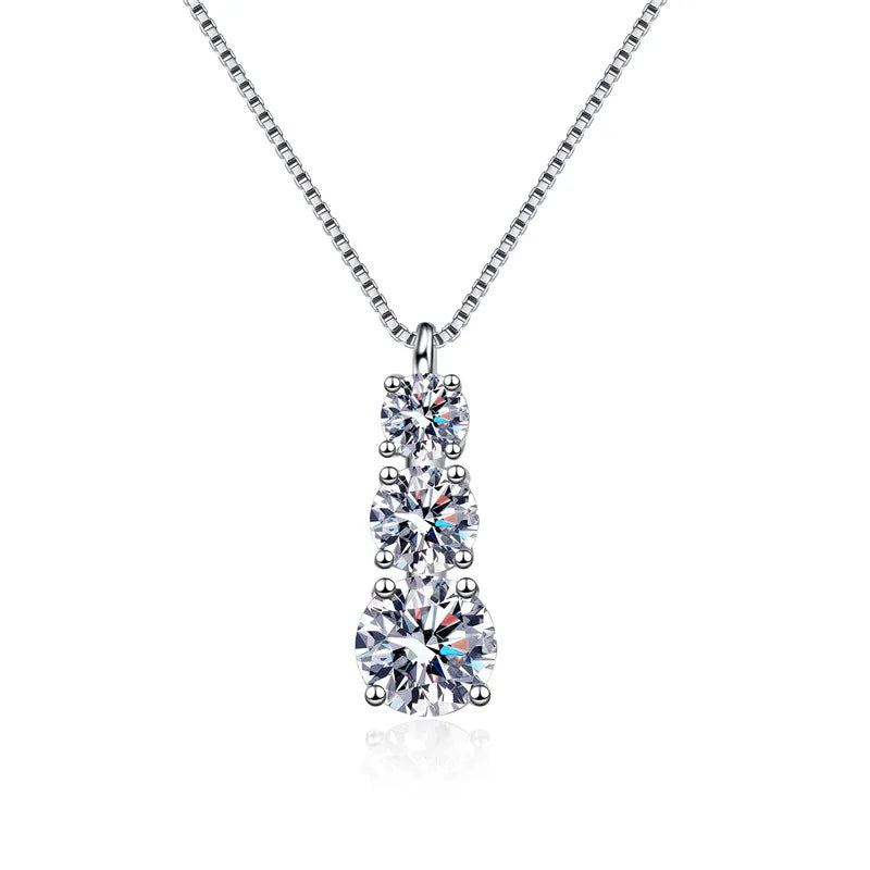 2023 New Designed Fine Jewelry Necklace for Women S925 Sterling Silver Fully Paved With 1.8 Carat Moissanite Engagement Necklace