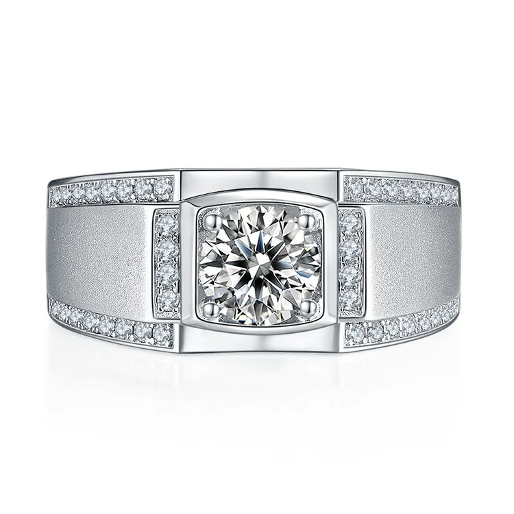 Moissanite Engagement Ring VVS 925 Sterling Silver Moissanite Rings for Mens Wedding Bands