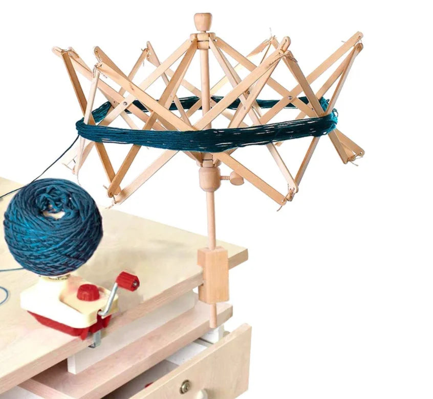 Charmkey Wooden Swift Yarn Umbrella Ball Winder Hand Operated Knitting Winder Tools Holder Wool String Ball Winder Machine