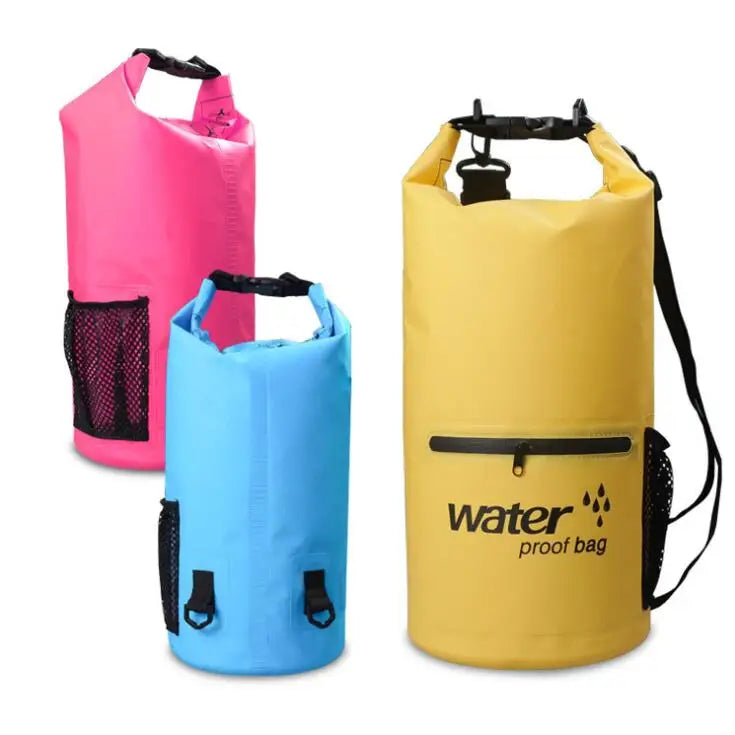 10L Foldable Floating Beach PVC Backpack Waterproof Dry Bag with Front Zippered Pocket for Fishing Climbing Floating Boating