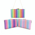 Amiqi Wholesale Cute Famous Products Rainbow Evening Bags Clutch Women Luxury Evening Bag Travel Bag