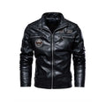 Winter Fashional Motorcycle Men's Stand Collar  Zipper PU Long-sleeved Leather Jacket for Man