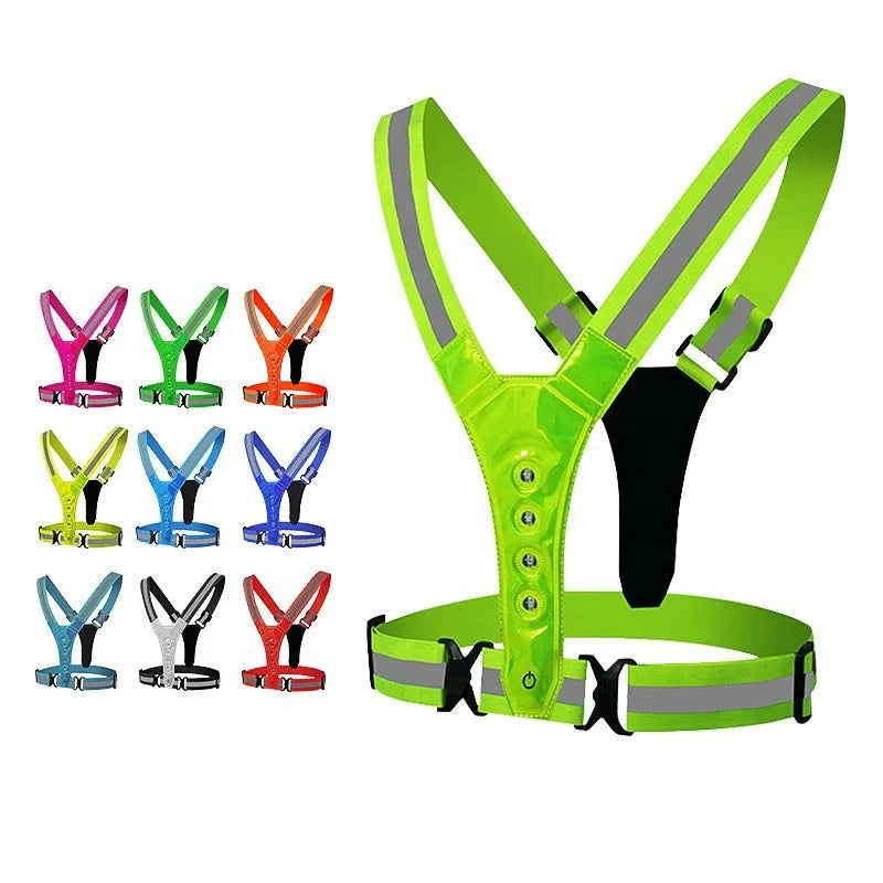 Hot Sale Wholesale USB Rechargeable LED Reflective Safety Vest High Visibility Safety Reflective Running Gear Vest Light