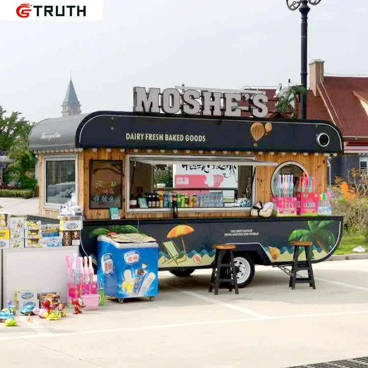 China Equipment Fast Delivery Outdoor Vintage Design Petrol Bbq Ice Cream Container Food Truck Cheap Cart Trailer for Sale USA