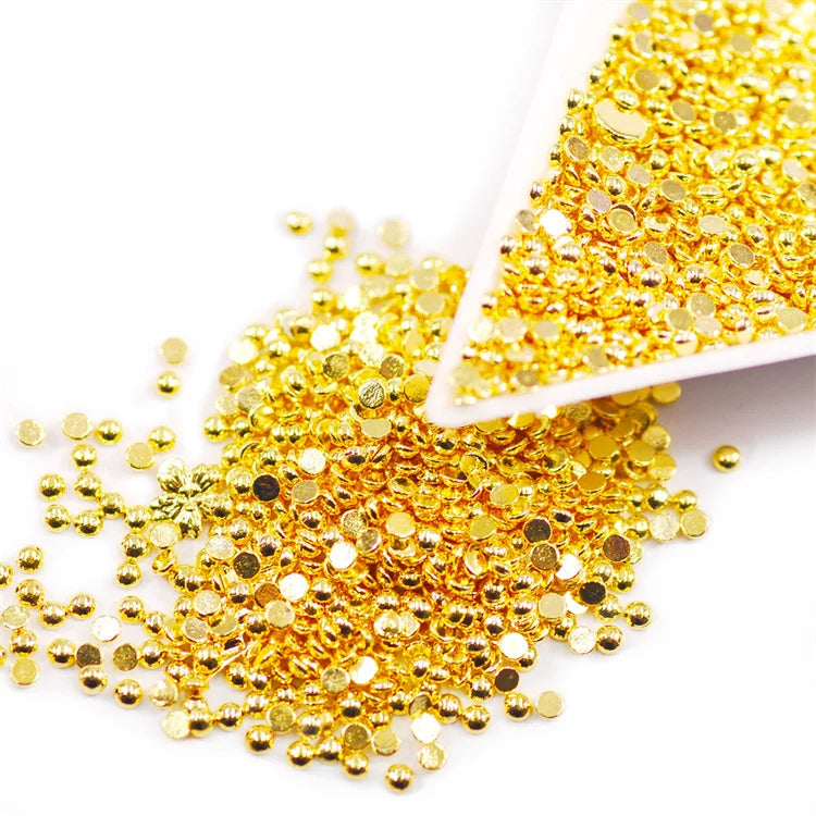 Hisenlee Wholesale 1.5MM Gold Silver Half Round Flatback Metal Loose Rhinestones 10000Pcs/Bag Made Alloy Garment Decoration
