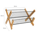 Household Kitchen Desktop 2 Tier Bamboo Stainless Steel Dish Drying Rack Organizer Shelf Kitchen Drain Rack