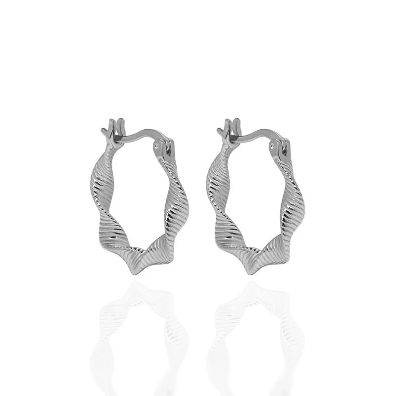 Minimalist and Versatile Mobius Texture S925 Sterling Silver Twisted Hoop Earrings for Women