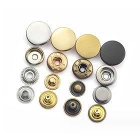 Hight Quality Iron Brass Stainless Steel Sliver Classic Snap Fastener 4 Parts Metal Spring Snap Buttons for Garment Accessories