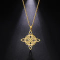Myshape Women's Stainless Steel Triquetra Celtic Magic Knot Wicca Neck Chain Gold Plated Witchcraft Amulet Jewelry for Parties