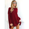 Women 2023 Fall Casual Crewneck Long Sleeve Slouchy Oversized Ribbed Knit Tunic Sweaters Pullover