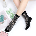 Transparent Paisley Girl Socks for Summer Women Ankle Socks Crystal Silk Short Socks