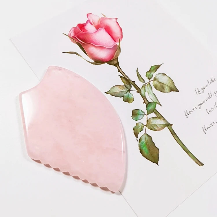 DIY Natural Rose Quartz Gua Sha Tool Heart Shape Stone Natural Handmade Healing Stone Anti Aging Guasha Board