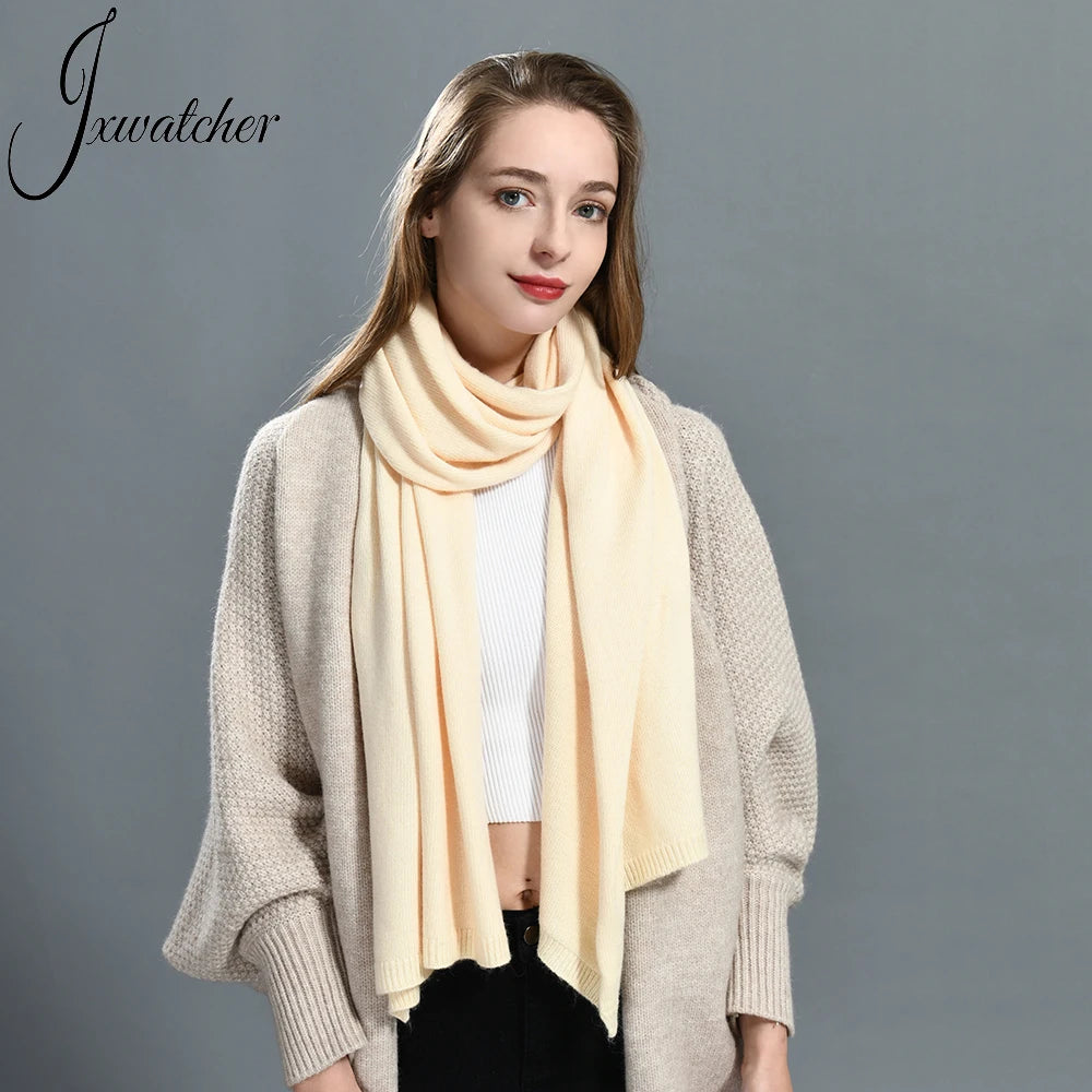 Jxwatcher Factory Sale Stretchy Luxury Soft Cashmere Shawls Cape Breathable Plain Warm Wholesale Custom Knitted Wool Shawl Women