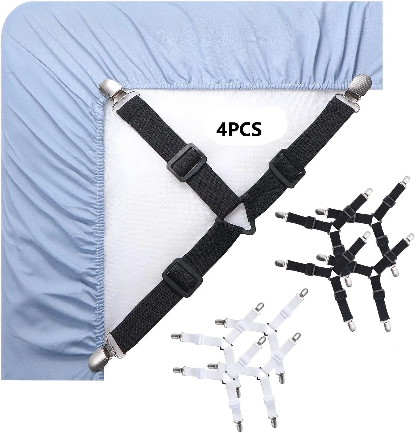 Triangle Elastic Adjustable Mattress Sheet Clips Bed Fitted Sheet Holder Straps Fasteners