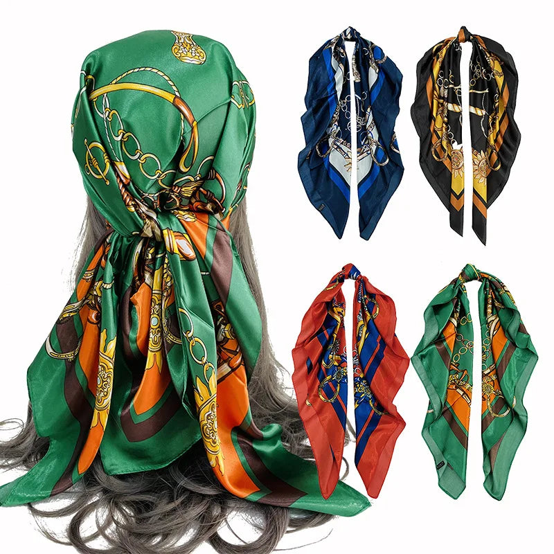 New Design Women Silk Scarves Polyester Fashion Scarf Soft Lightweight Silk Satin Chiffon Wrap Scarf Muslim Hijab