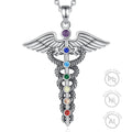 Merryshine 925 Sterling Silver Angel Wings Snake Doctor Medical Student Caduceus Pendant Necklace for Women
