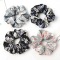 MIO Fashion Floral Chiffon Fabric Women's Hair Tie Printed Flower Hair Tie Ponytail Holder Elastic Hair Band for Girls