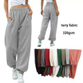 Wholesale 100% Cotton Custom Plus Size Women's Pants Trousers Stacked Sweat Pants Athletic Outdoor Casual Jogger Sweatpants