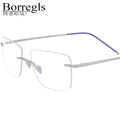 Borregls Rimless Titanium Glasses Frame Men 2025 New Brand Design Ultralight Square Eyeglasses Women Optical Eyewear 18557