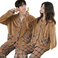 New Fleece Couple Pajamas Plush Fleece Brown Pajamas for Home Clothes