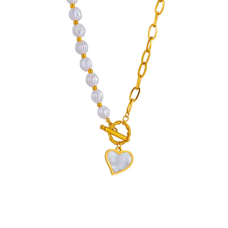 Niche Design Pearl Necklace Jewelry Delicate Stainless Steel Necklace Temperament Heart Necklace for Women