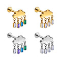 ASTM F136 Titanium Piercing Cloud Shape Square Zircon Pendant Ear Lobe Helix Cartilage Women Stud Body Jewelry