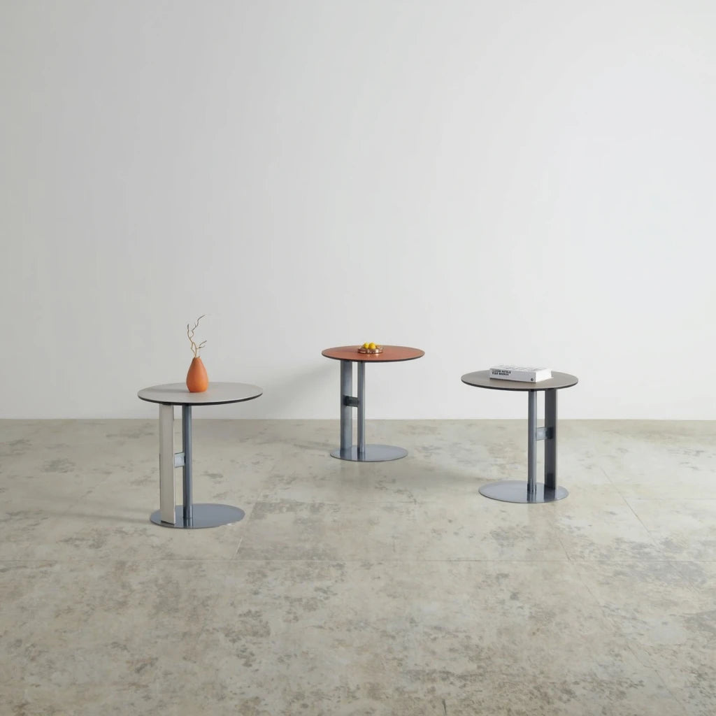 Simple Creative One Leg Round Saddle Leather Coffee Corner Table Fashionable Living Room Furniture for Home or Hotel/Villa Use