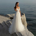 13187#Beading Boho V-Neck Beach Bohemian A-Line Criss- Cross Princess Lace Applique 2022 Wedding Dress Bridal Gown