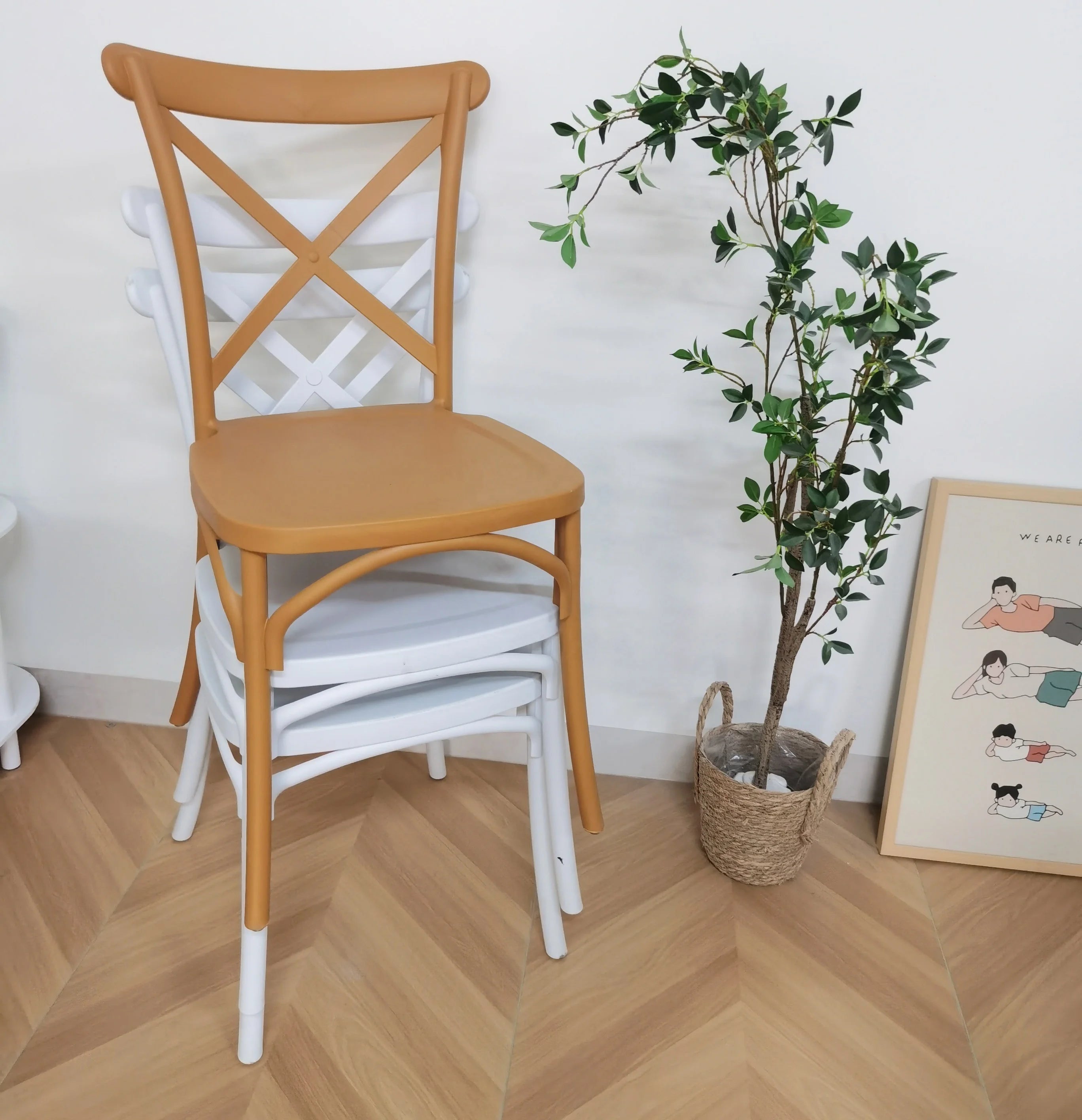 Crossback Chairs Wholesale White Dining Resin Wedding Cross Back Chairs