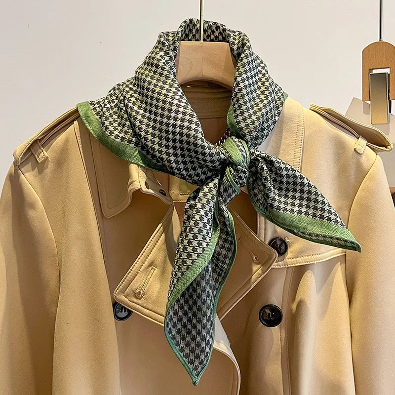 Fashion Style 68*68cm Women square Scarf Printed Cotton Viscose Scarf Luxury Houndstooth Neck Tie Small square Scarves for Women