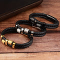 Double Layer Cow Leather with Stainless Steel Charm Bracelet for Men