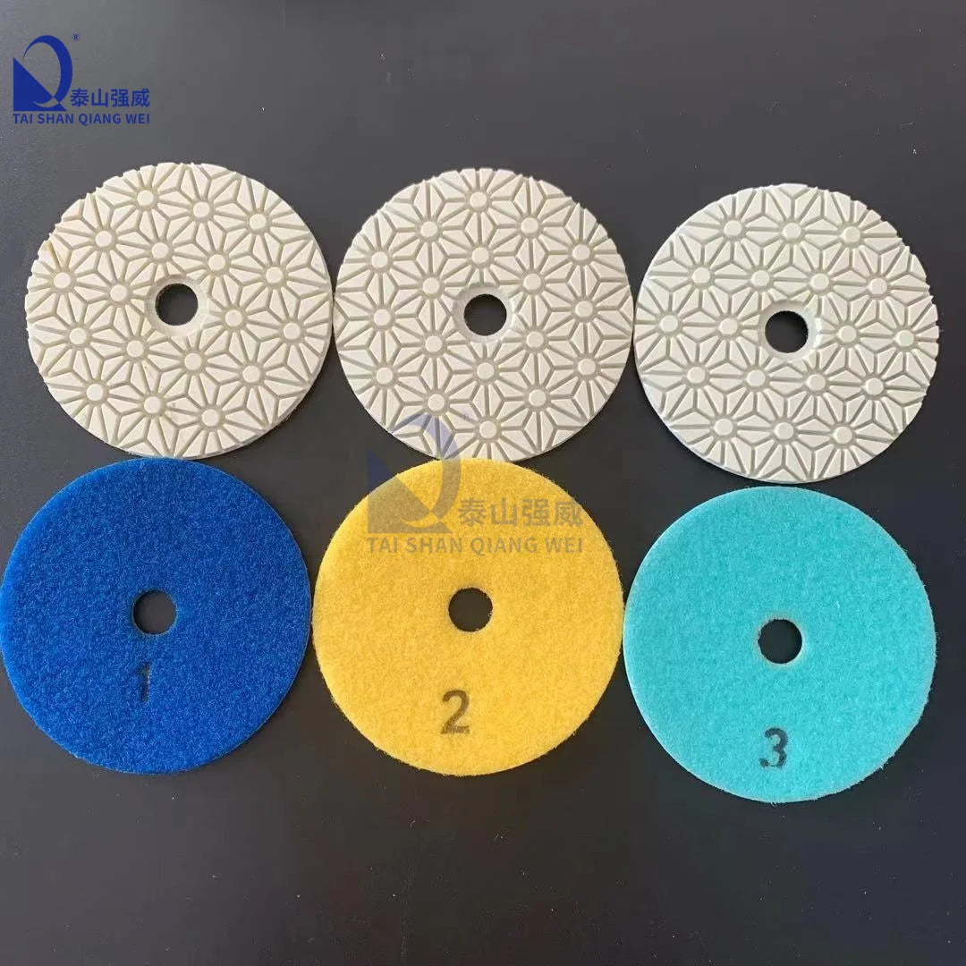 4inch 3Step Wet Dry Diamond Polishing Pads For Stone Granite Marble Quartz 100mm Polishing Pads