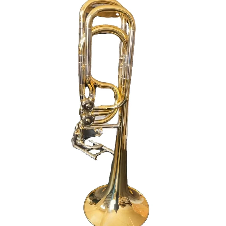High-End Performance Double Piston Bass Trombone Exquisite Handmade Golden Brass BB Tone