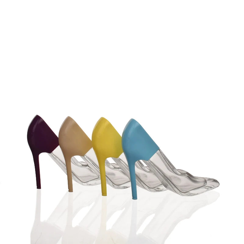 Free Sample Gift Fancy Custom Glass Perfume Bottle High Heels Shape 20ml Pump Sprayer with Reed Diffuser