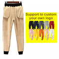 Women's Autumn Winter Fleece-Lined Thickened Sports Pants Large Size Warm Cotton Breathable Lamb Sweatpants with Logo on Waist