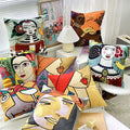 Amity Hot Selling Abstract Art Oil Painting Embroidered Cushion Cover Living Room Embroidered Pillow Cover