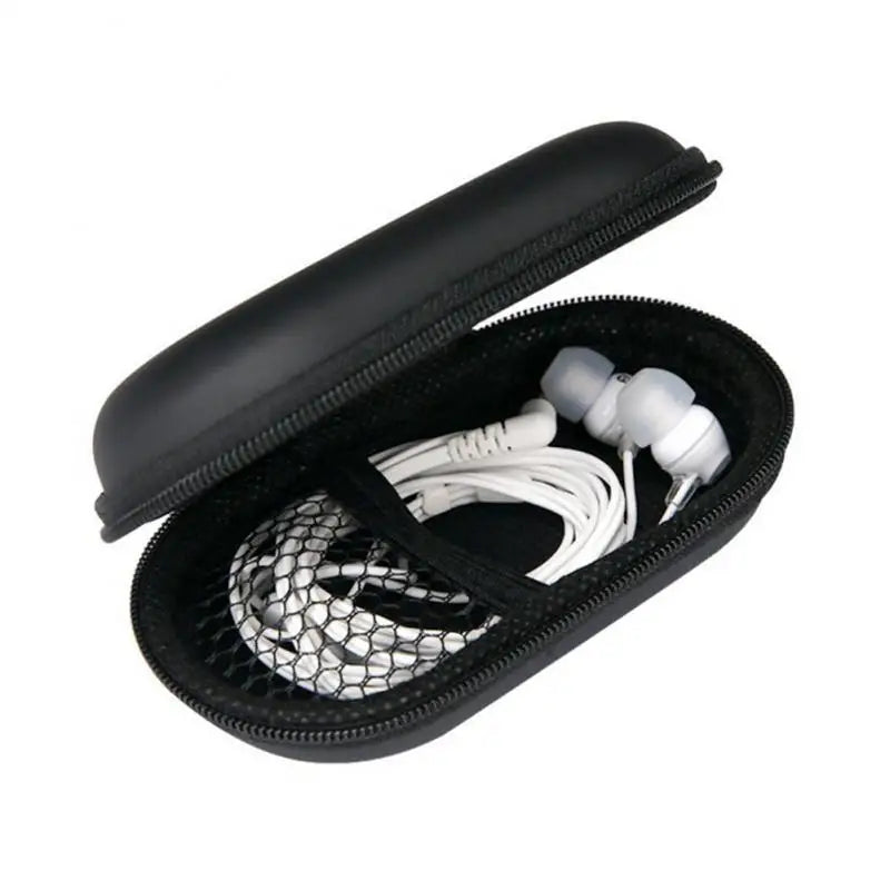 Factory Price Oval EVA Case Earphone Carry Bag 11x6.5x3.5cm Cable Charger Card Changes Pouches Storage Cases Mini Black Box