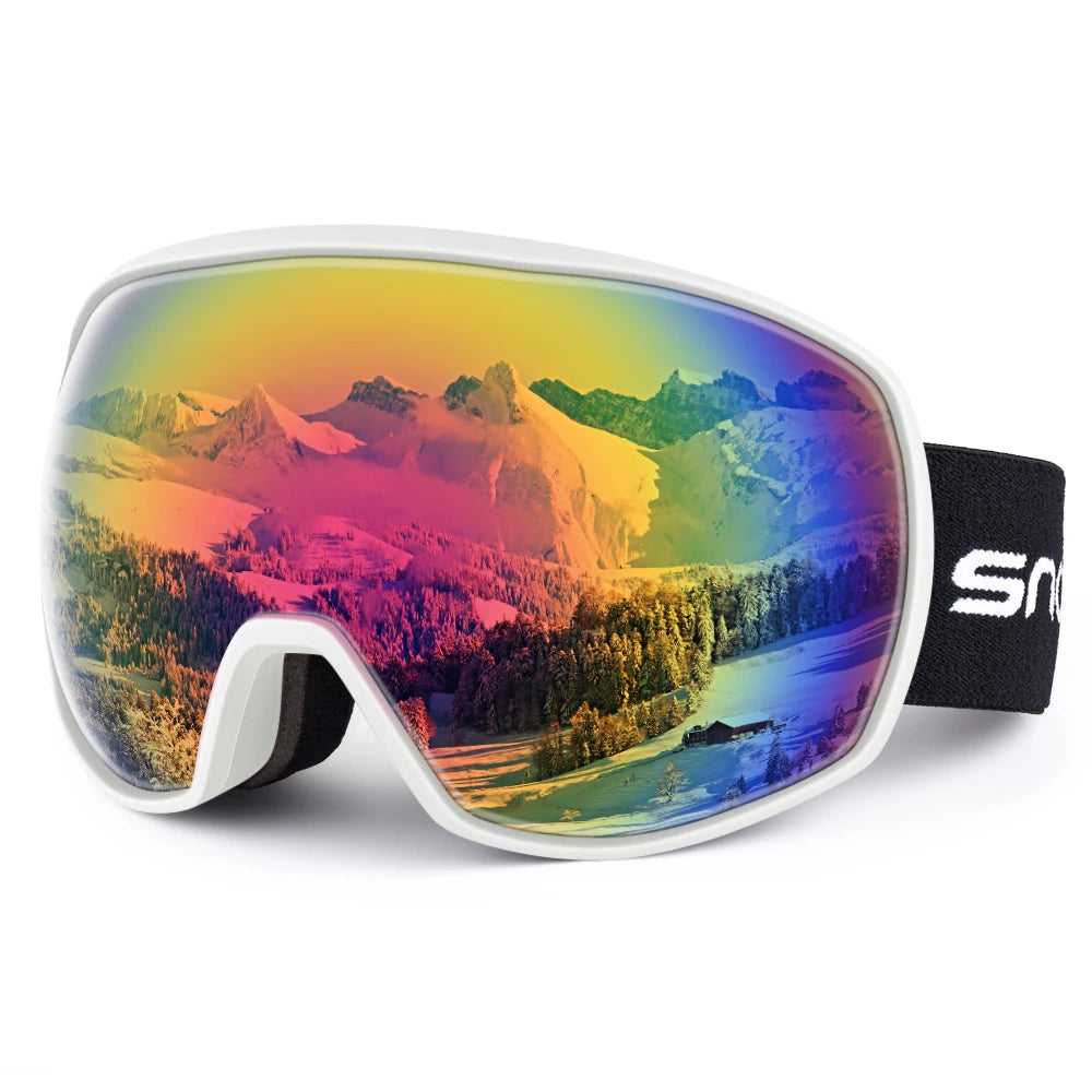 Custom Designer Women's Ski Goggles with TPU Unbreakable Frame OTG Optional Double Polarized Anti-Fog Lens Colorful Coating