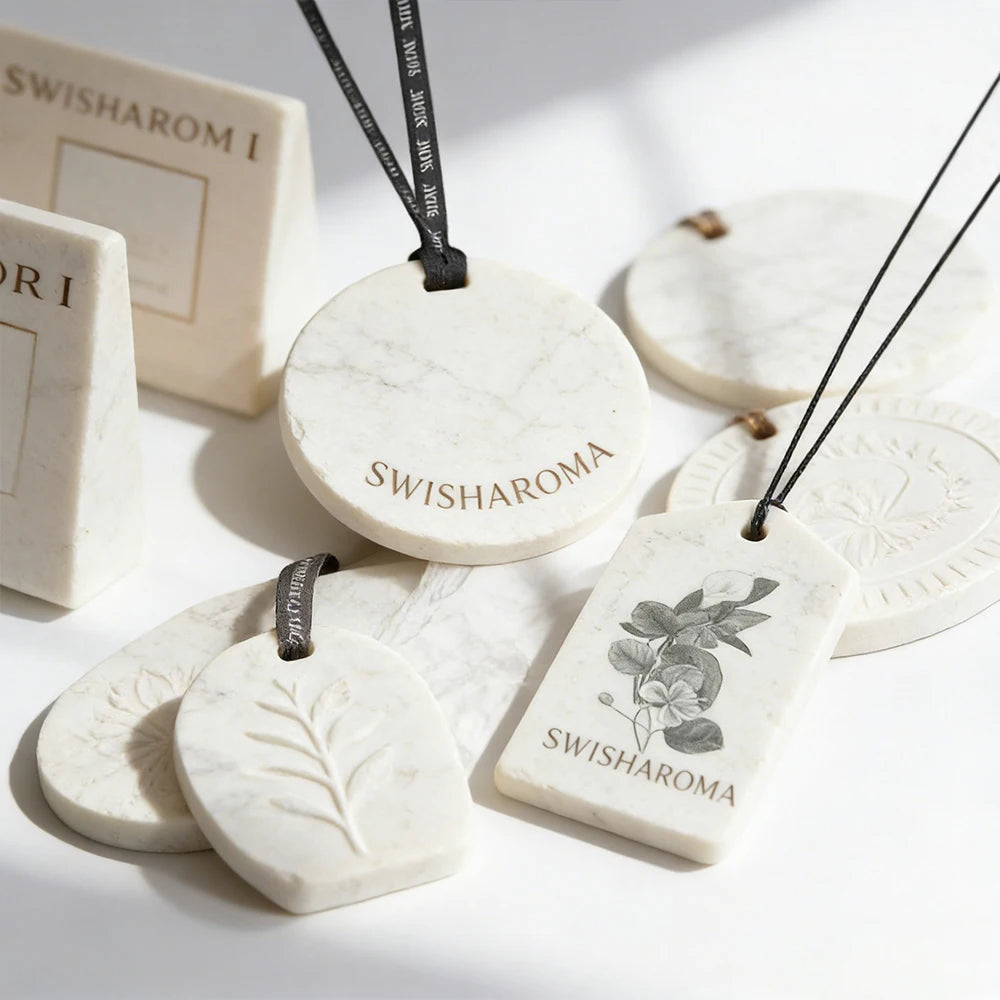 Diatomite Plaster Ornaments Flower Aroma Air Freshener Aroma Gypsum Diffuser Stone Custom Car Hanging Ceramic Car Fresher