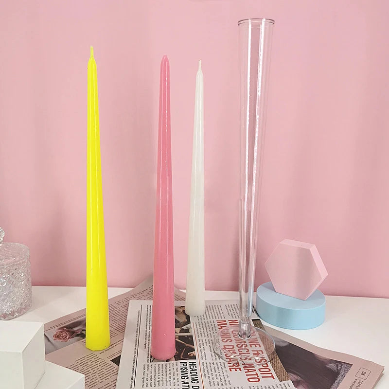 B-3374 10.3in Church Slender 36.2cm Long Pole Dome Conical Rod Wax Size Head Tip Candle Plastic Mold