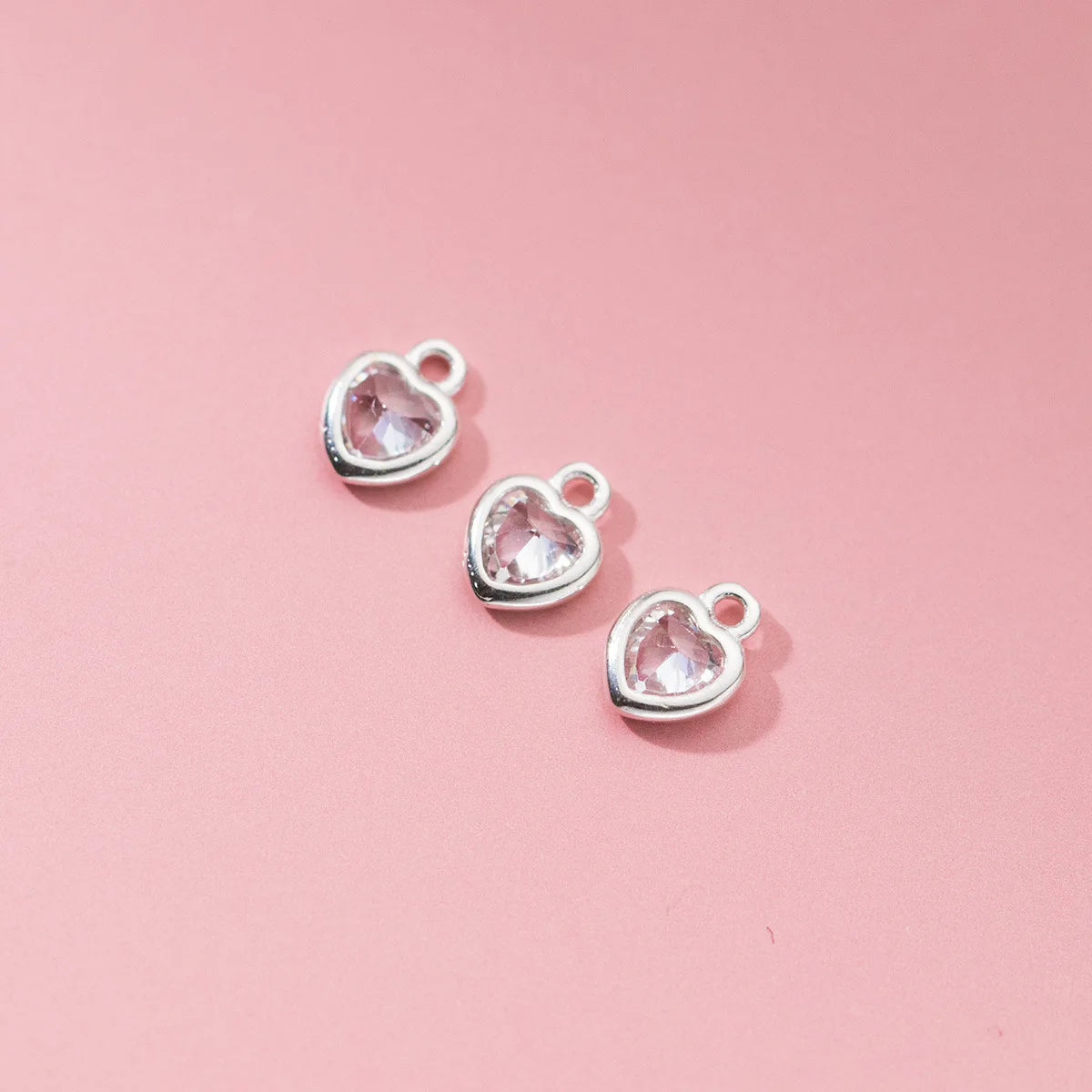 Dainty Heart Charm Pendant 925 Sterling Silver Droplet Shape Zircon Charm Pendant for Bracelet Necklace Making Accessories