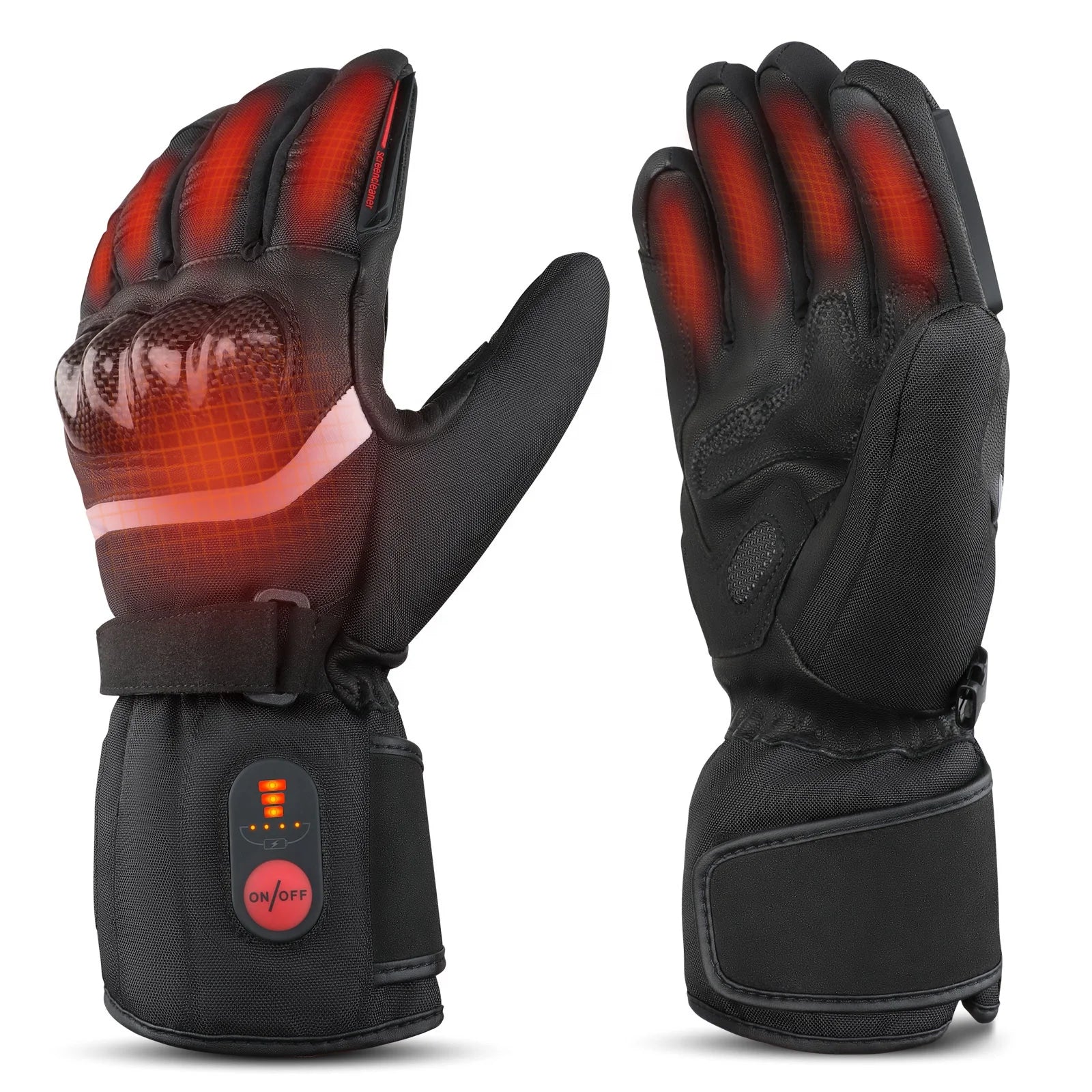 Goat-Skin Heated Riding Gloves Self Heating Palm Guard Waterproof Breathable Touchscreen Compatible Non-Slip Design for Winter