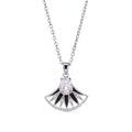 Wholesale Bohemian Stainless Steel Chain Diamond Sweater Chain Zircon Fan-Shaped Skirt Pendant Necklace