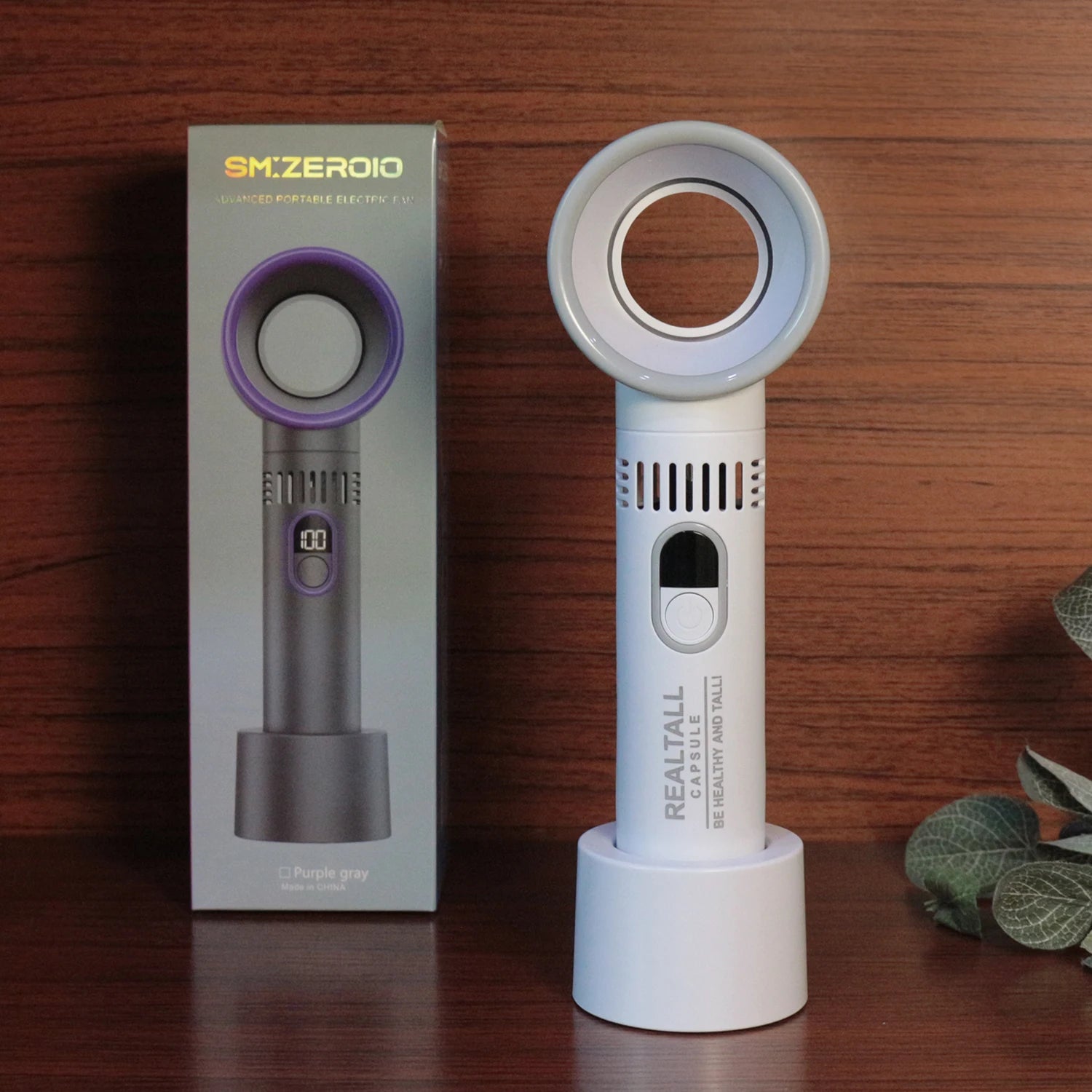 Wholesale Custom logo Color Bladeless Electronic Rechargeable Fan with Battery Level Display  Summer Favors Gift